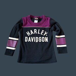 Harley-Davidson Toddler Long Sleeve Shirt Black & Purple 2/3T Cotton Blend Retro
